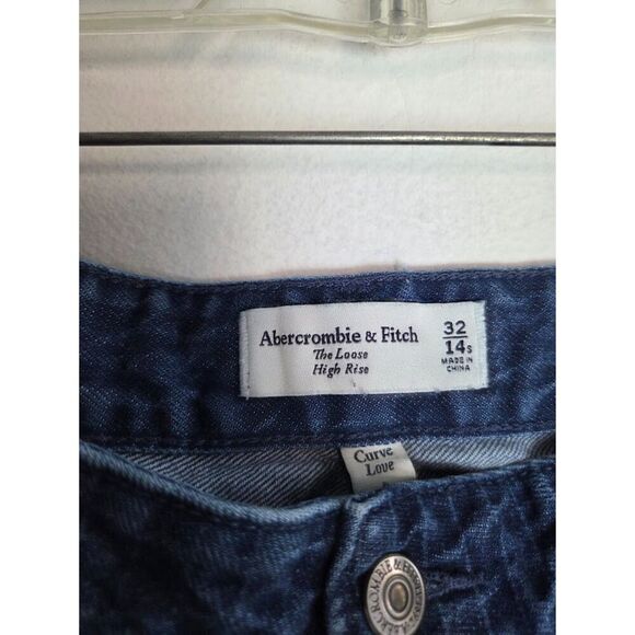 Abercrombie & Fitch Blue Loose High Rise Straight Leg Jeans Pants size 32/14S - Picture 4 of 8